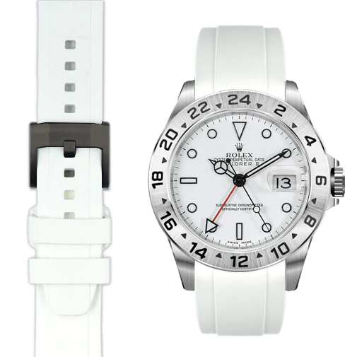 Gebogenes Kautschukarmband für Rolex Explorer II mit Dornschließe